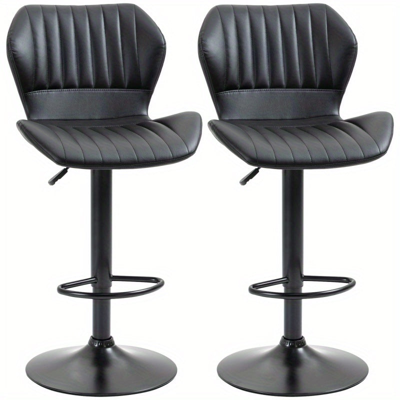 Barstoel – Barkruk – Barstoel Kruk – Keukenstoel – Barstoel Set Van 2 – Verstelbare Zithoogte 61-81 cm – 360° Draaibaar Met Rugleuning