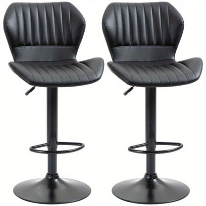 Barstoel – Barkruk – Barstoel Kruk – Keukenstoel – Barstoel Set Van 2 – Verstelbare Zithoogte 61-81 cm – 360° Draaibaar Met Rugleuning