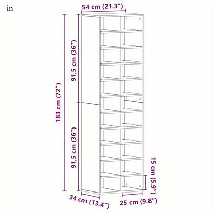 Schoenenkast – Schoenenmeubel – Schoenenrek – Schoenenopberger – Schoenenkastje – Massief Hout – Veelzijdige Compartimenten – Klassiek Design – 54x34x183 cm – Duurzaam Metalen Details