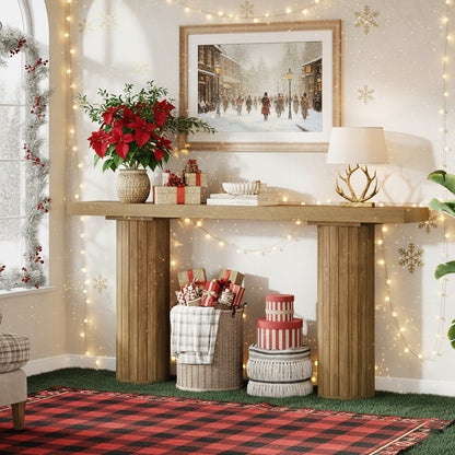 Sidetable – Consol tafel – Haltafel – Wandtafel – Sofa tafel – Extra Lang 160 cm – Duurzaam MDF Met Taps Toelopende Houten Poten