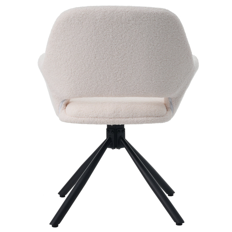 Sherpa Stoelen – Eetkamerstoelen – Bureau Stoelen – Woonkamerstoelen – Zithoek Stoelen – Zachte Sherpa Bekleding – Stevige Metalen En Houten Frame – Wit – Set Van 4
