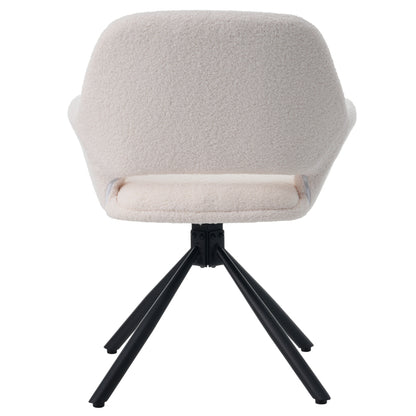 Sherpa Stoelen – Eetkamerstoelen – Bureau Stoelen – Woonkamerstoelen – Zithoek Stoelen – Zachte Sherpa Bekleding – Stevige Metalen En Houten Frame – Wit – Set Van 4
