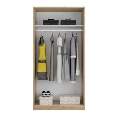 Wardrobe 2 in Front of Dagnan, Bedroom Closet, Furniture with Shelf And Clothes Rail, 100X50H200 Cm, Available in 2 Colors