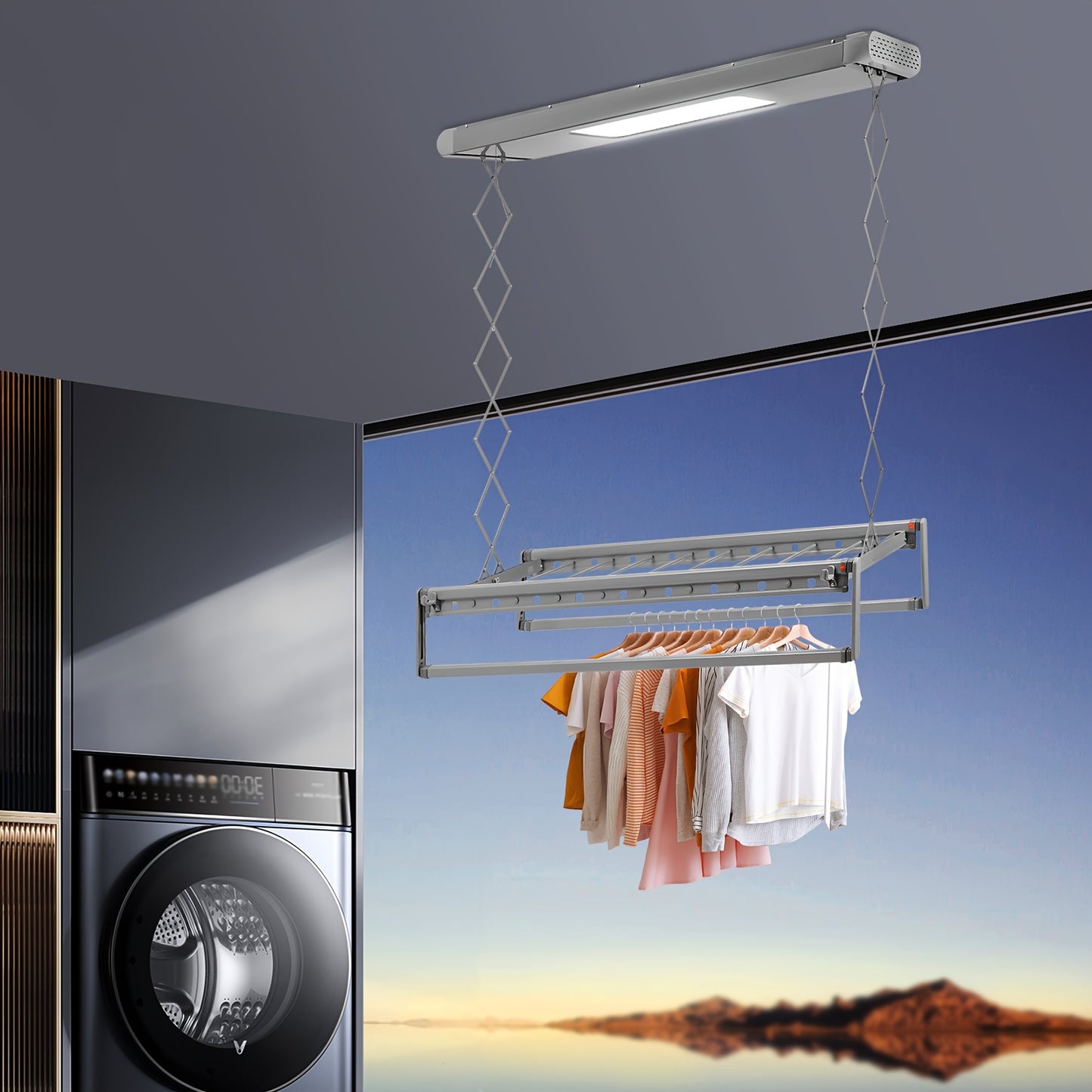 Droogrek Uitschuifbaar – Wasrek – Kledingrek – Balkonrek – Droogstandaard – 8 Stangen – Max 35 kg Draagvermogen – Stalen Constructie