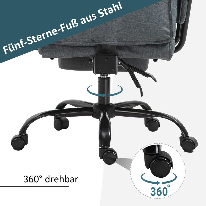 Ergonomic Executive Office Chair with 360° Rotation, Height Adjustment, Lumbar Support & Headrest - Heavy-Duty Metal Base, Padded Armrests & Footrest - Heavy Duty Computer Desk Chair for Home Office, Corporate - Black - Heig