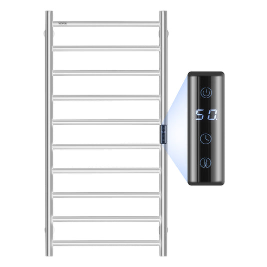 Elektrische Handdoekwarmer – Handdoekradiator – Verwarmd Handdoekrek – Badkamerrek – Wandmontage – RVS Staal – 5 Warmtestanden Met Timer