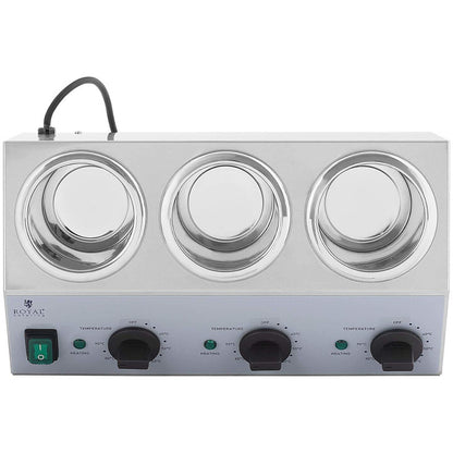 Flesverwarmer – Sausverwarmer – Warmhoudstation – Flessenverwarmer – Sauzenwarmer – 3x 1L capaciteit – Instelbare temperatuur 40-90°C – 550W vermogen – RVS behuizing