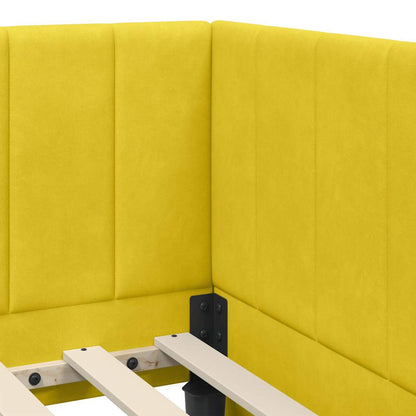 Bedframe – Bedbodem – Ledikant – Slaapbank – Eenpersoonsbed – Gele Fluwelen Bekleding – 90x190 cm Stevig Spaanplaat