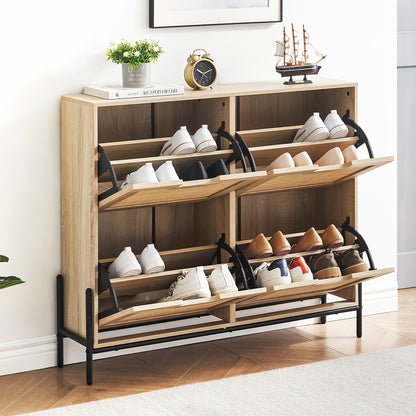 Schoenenkast – Schoenenrek – Schoenmeubel – Schoenenopberger – Schoenendoos – Modern Design – 3 Verstelbare Planken – Hout + Wit – Compact & Ruimtebesparend