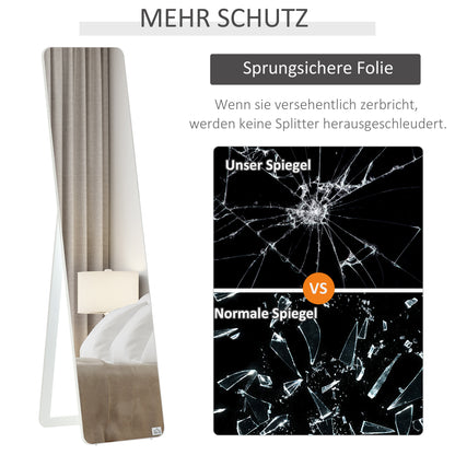 Full-Body Spiegel – Garderobespiegel – Staande Spiegel – Opvouwbare Spiegel – Muurspiegel – Wit – Stevig Dennenhouten Frame – 160 cm Hoog