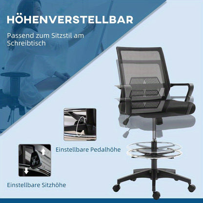 Bureaustoel – Ergonomische Stoel – Office Chair – Computerstoel – Bureaustoelen – Verstelbare Hoogte – Voetsteun & Lendensteun – Stevige 5-Wiel Basis