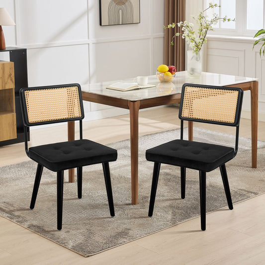 Set of 2 Modern Boho Dining Chairs with Legs - Mid-Century Contemporary Kitchen Table Chairs Suitable for Living Room, Coffee Bar, Restaurant - Sturdy Furniture