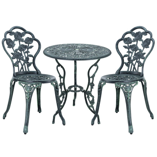 Bistroset – Tuinset – Balkonset – Terrasmeubilair – Buitenmeubel – Gietijzer en Aluminium – Compact Rond 59 cm