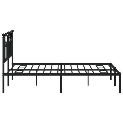 Bedframe – Stalen Bedframe – Metaal Bed – Slaapbank – Bedonderstel – Zwart Hoofdeinde – 140x190 cm – Stevig Metalen Frame
