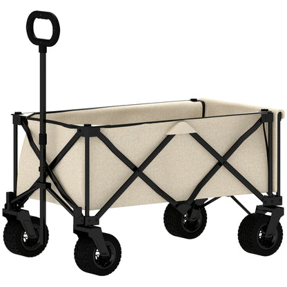 Opvouwbare Tuinkar – Bolderkar – Buitenwagen – Transportkar – Opbergwagen – Beige – 100 kg Draagvermogen – Waterafstotend Oxford Stof