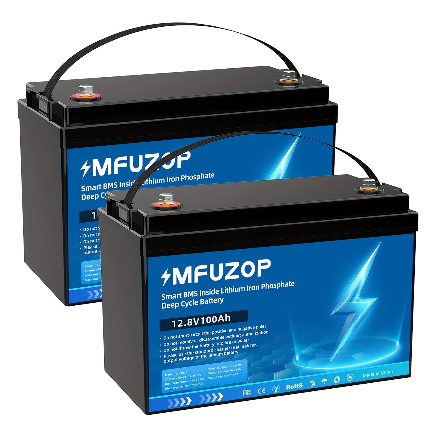 Lithium Accu – Oplaadbare Batterij – LiFePO4 Accu – Caravan Accu – Boot Accu – 12V 100Ah – Hoog Capaciteit met BMS – Stevige Corrosiebestendige Behuizing