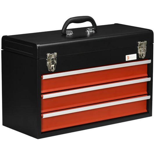 Stalen Gereedschapskist – Gereedschapskoffer – Toolbox – Werkplaatskist – Opbergkist – 3 Lades – Duurzaam Staal – Draagbare Draaggreep
