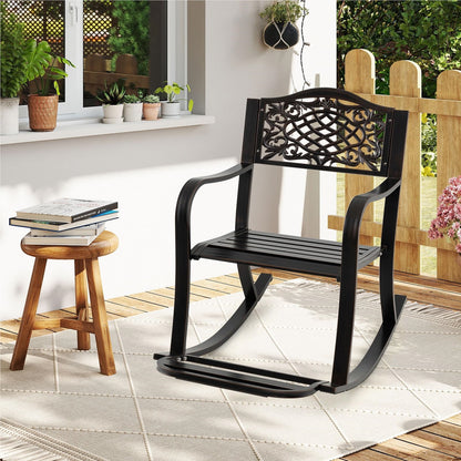 Schommelstoel – Rocking Chair – Tuinstoel – Lounge Stoel – Relaxstoel – Aluminium Gietwerk – Anti-Roest – Voetensteun Met Comfort