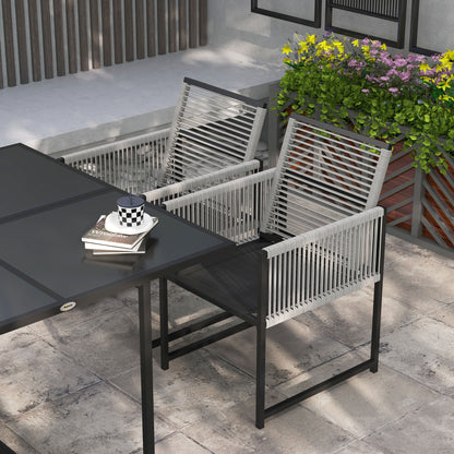 Tuinset – Diningset – Loungeset – Bistroset – Zitgroep – 5-delig – Gehard Glas Tafelblad – Inklapbare Rugleuningen