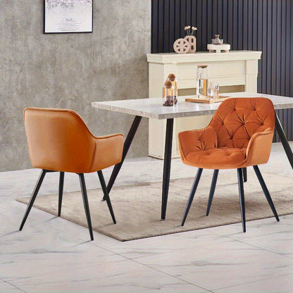 JYMTOM Velvet Dining Chairs with Padded Seat and Backrest Sturdy Metal Legs and Armrests Comfortable Accent Chair for Dining Room Living Room or Lounge, Home Decor Furniture, Lounge Seating, Velvet Upholstery, Elegant Design,
