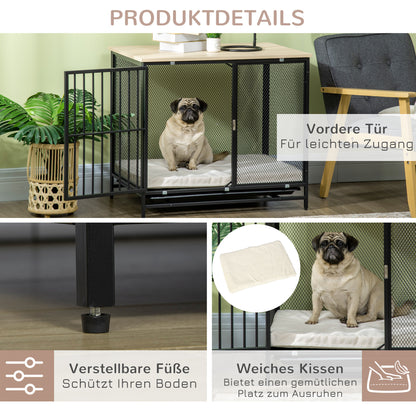 Hondenbench – Hondenkooi – Hondenhok – Hondenren – Hondebench Zwart – Waterafstotende Mat – Uitneembare Bodemplaat