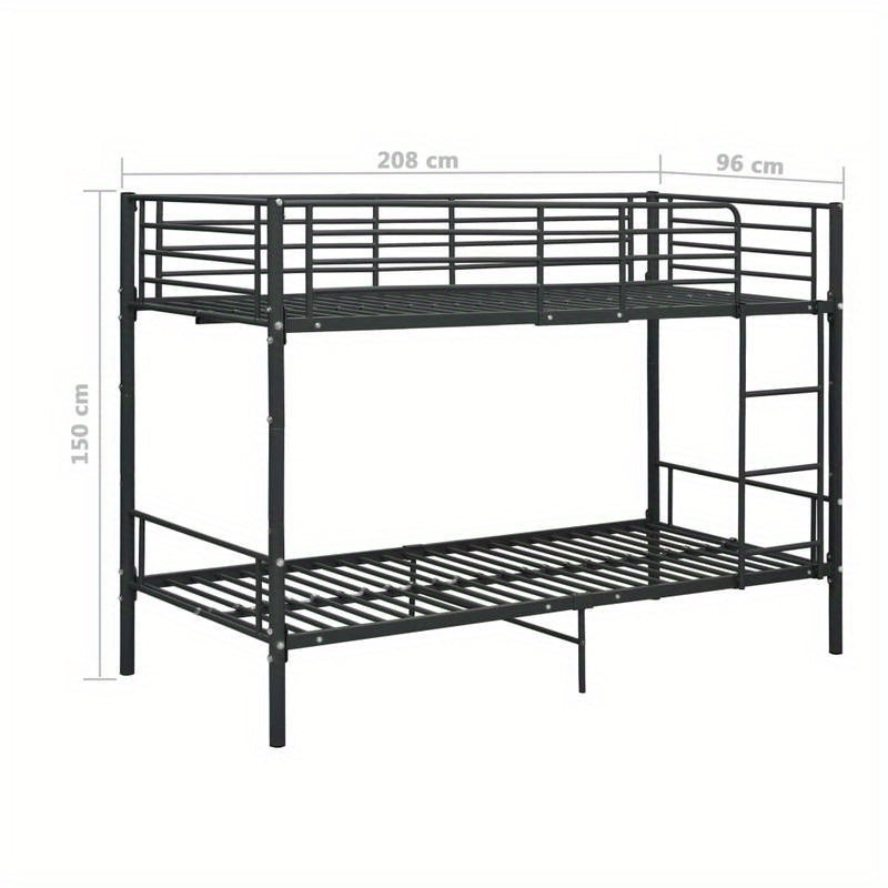 Stapelbed – Hoogslaper – Kinderbed – Twijfelaar – Bunkbed – Zwart Metalen Frame – 90x200 cm – Stevig & Ruimtebesparend