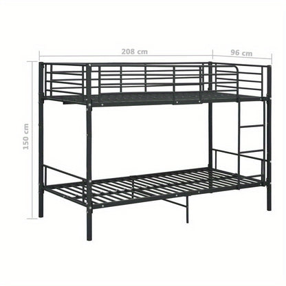 Stapelbed – Hoogslaper – Kinderbed – Twijfelaar – Bunkbed – Zwart Metalen Frame – 90x200 cm – Stevig & Ruimtebesparend