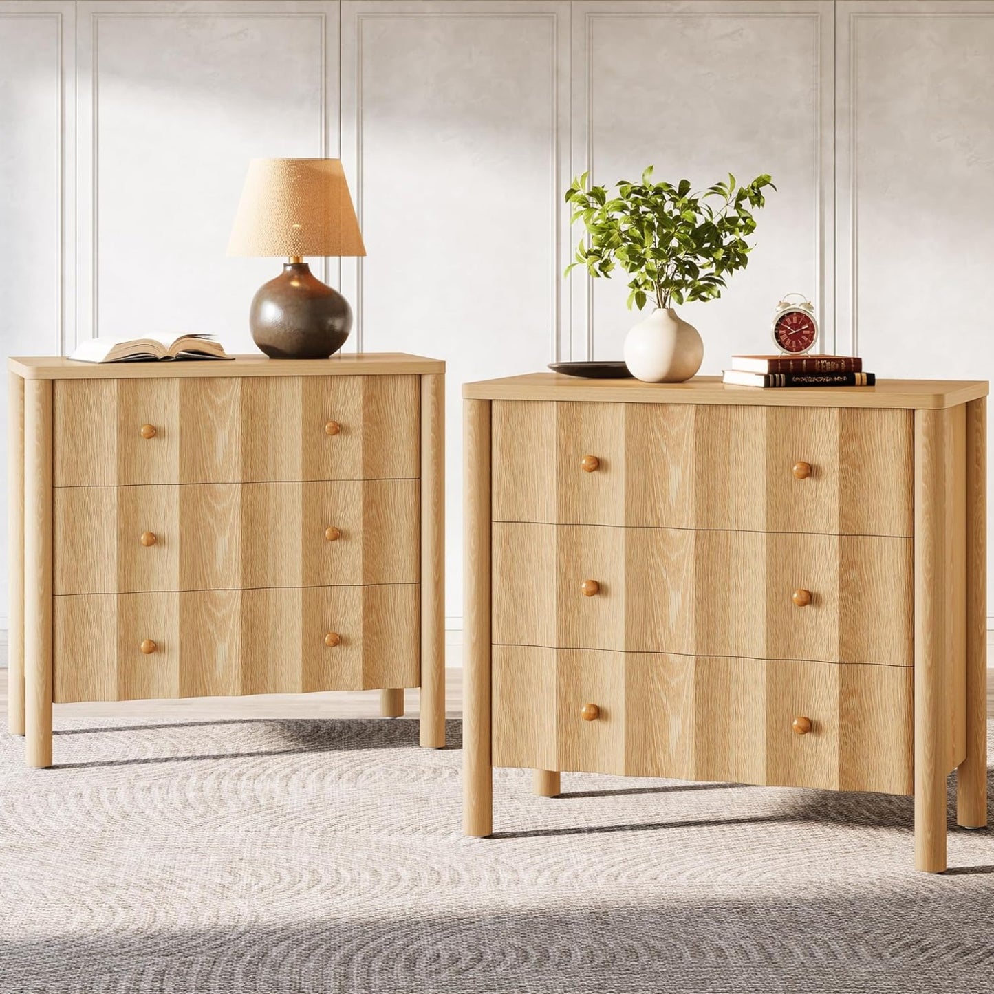 Nachtkastje – Bedside Table – Nachtkast – Bijzettafel – Opbergkast – 3 Lades – Licht Eikenhout – 80x40x75 cm – Compact En Stijlvol