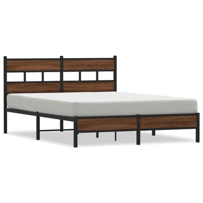 Modern Brown Oak Bed Frame - 140x200cm Chipboard Design, Removable & Practical, All-Season Use, Easy Assembly, No Mattress Included, Contemporary Style for Bedroom Furniture, Bedroom Furniture, Minimalist Bedroom, Natural Woo