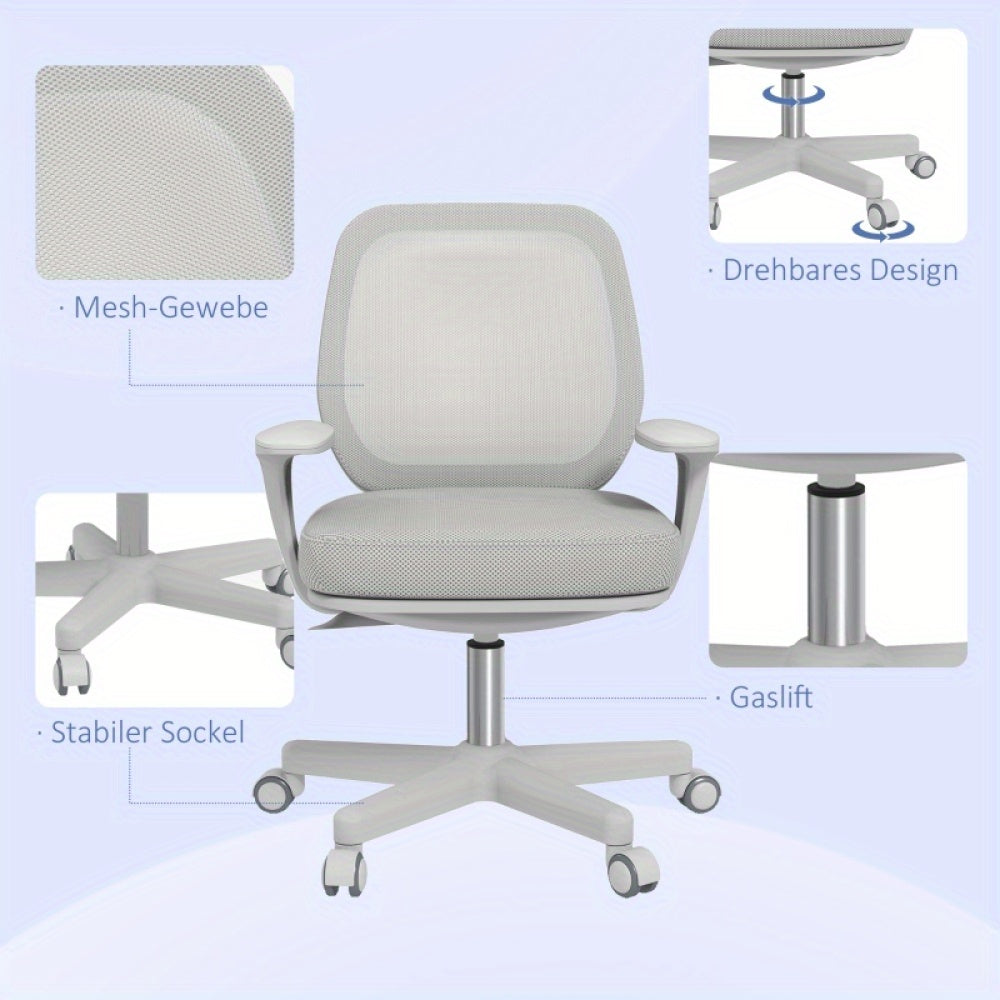 Bureaustoel – Ergonomische Stoel – Office Chair – Kantoorstoel – Verstelbare Bureaustoel – Draaibaar – Ademend Mesh – Max. 120 kg – Grijs