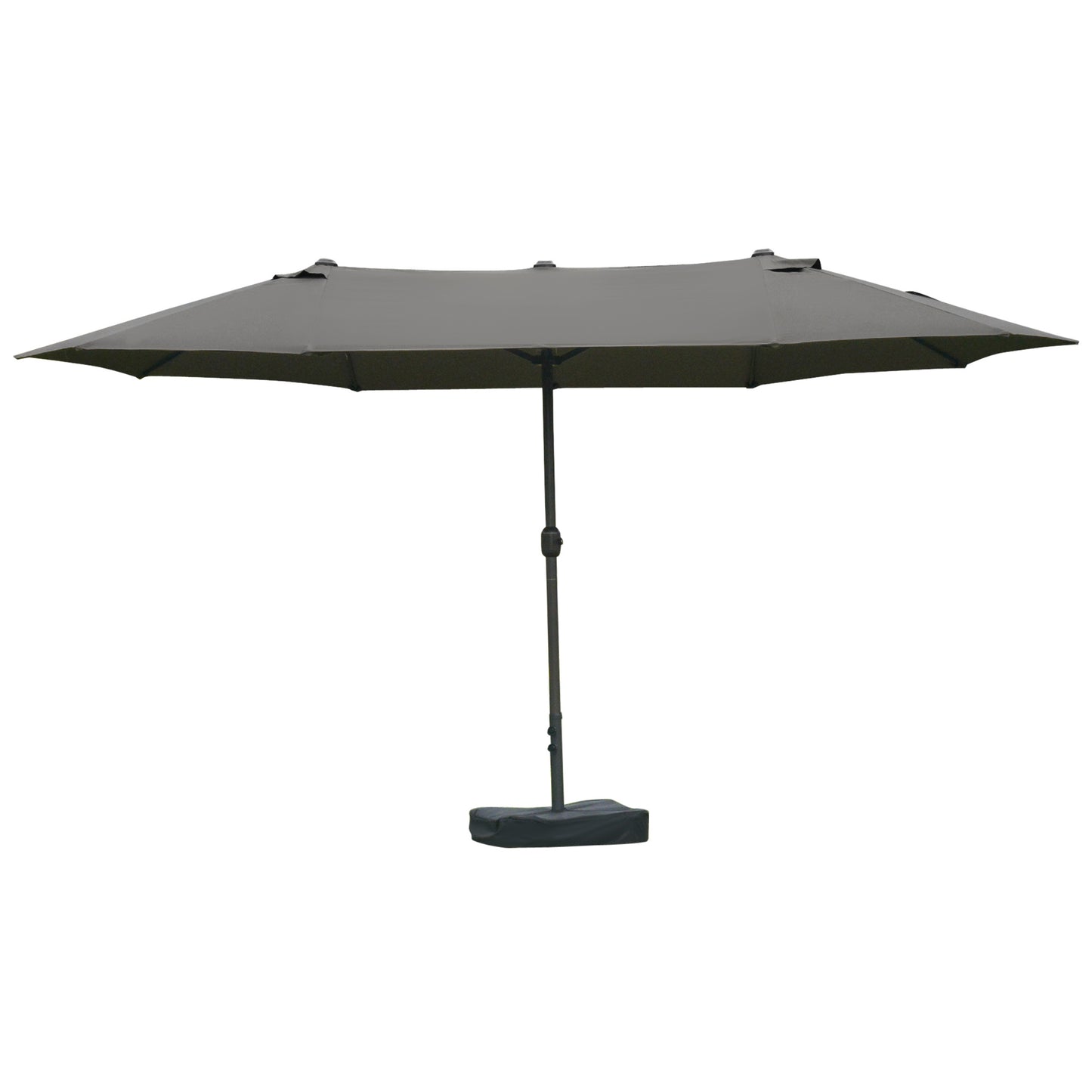 XXL Tuinparasol – Terrasparasol – Zonnescherm – Buitenparasol – Grote Parasol – Stalen Frame – Polyester Doek – Grijs – Met Voet En Knikhendel