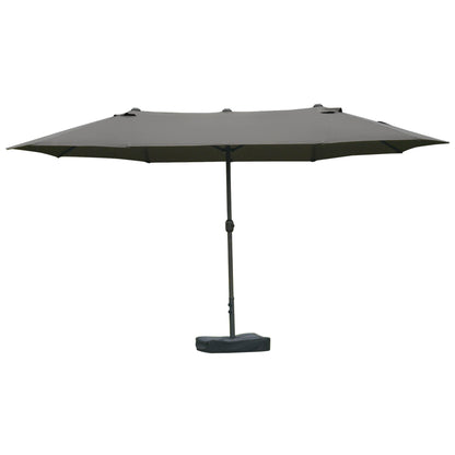 XXL Tuinparasol – Terrasparasol – Zonnescherm – Buitenparasol – Grote Parasol – Stalen Frame – Polyester Doek – Grijs – Met Voet En Knikhendel