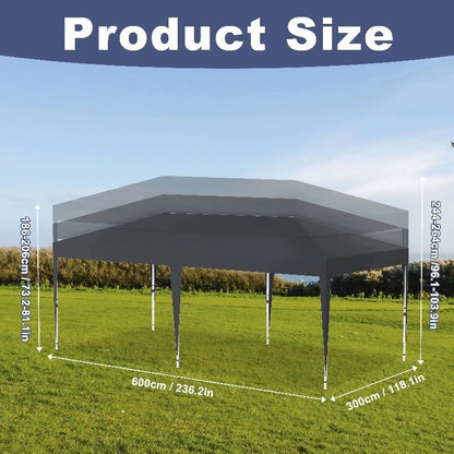 Vouwtent – Partytent – Vouwpaviljoen – Tuinpaviljoen – Pergola – 3x6m – Hoogte Verstelbaar 2,4-2,6m – Stevige Stalen Constructie – Anthraciet
