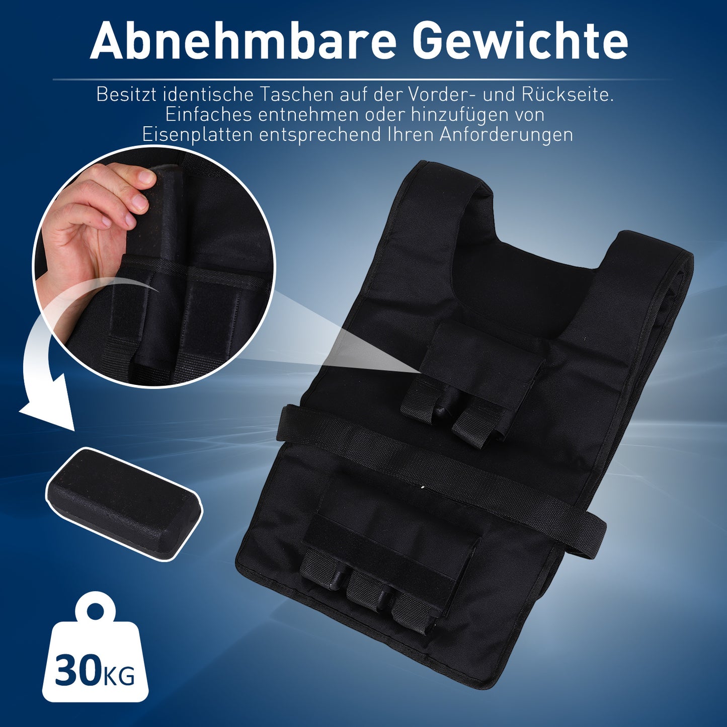 Gewichtsvest – Weight Vest – Verstelbaar Trainingsvest – Hardloopvest – Gewichtsvest Met Uitneembare Gewichten – 15/20/30 kg – Duurzaam Ijzer En Comfortabele Verstelbare Bandsluiting