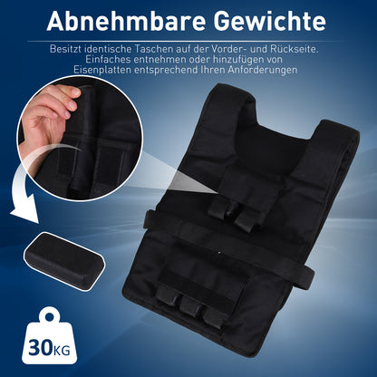 Gewichtsvest – Weight Vest – Verstelbaar Trainingsvest – Hardloopvest – Gewichtsvest Met Uitneembare Gewichten – 15/20/30 kg – Duurzaam Ijzer En Comfortabele Verstelbare Bandsluiting