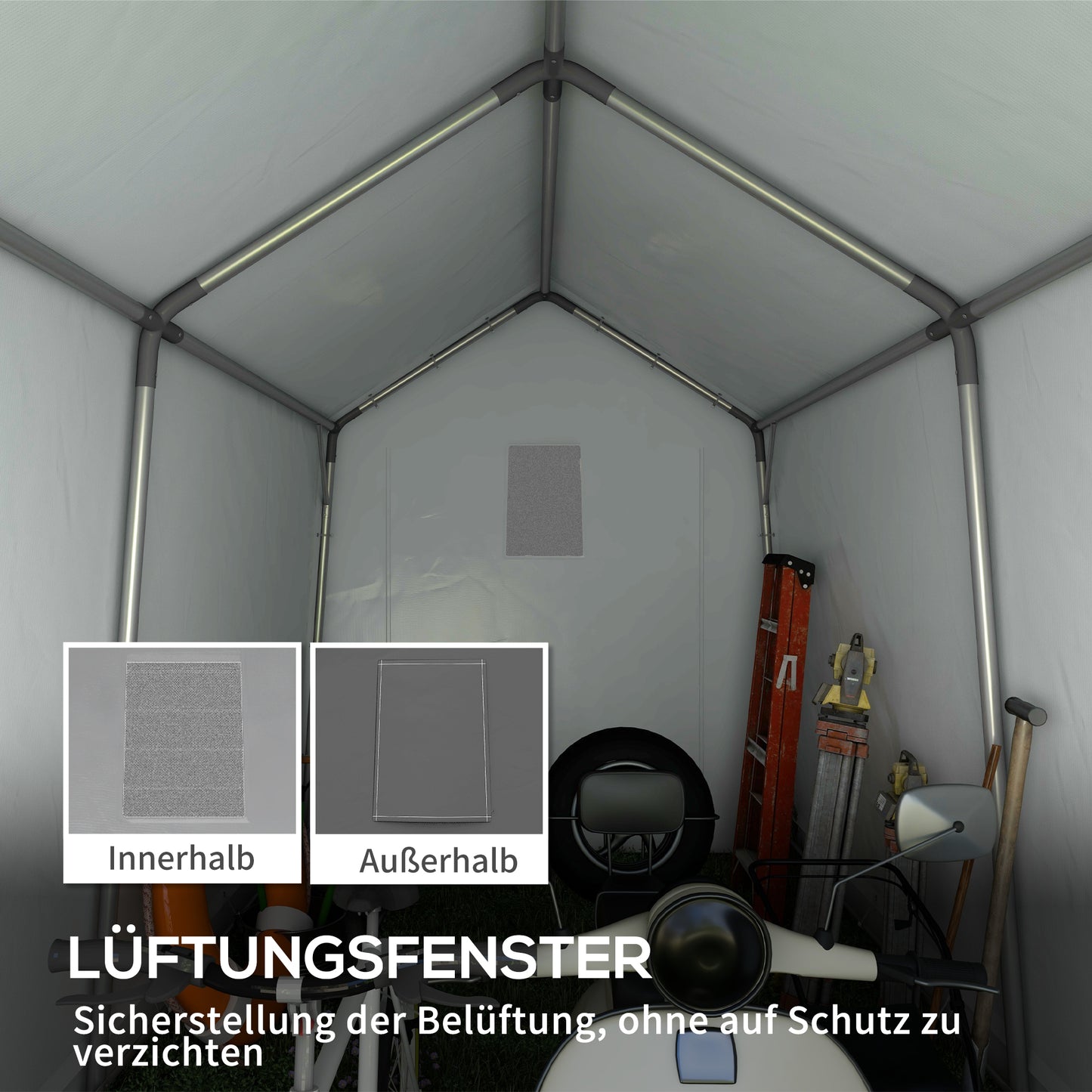 Weerbestendige Tuinkas – Kweektent – Plantenkas – Groeitent – Serre – Donkergrijs – Stevig Staalframe – UV- En Waterbestendige Hoes – Ventilatieraam – 210x360x235 cm