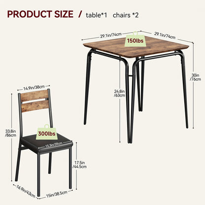 Kitchen Table And Chairs for 4, 5pcs Dining Table Set for 4 Dining Room Table Set, Dinner Table Set for 4, Rectangular 4 Seater Dinette Set (Table with 2 Upholstered Chairs)
