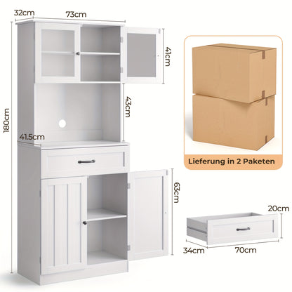 Hoge Kast – Opbergkast – Dressoir – Kast Met Laden – Bergkast Zwart – 180 cm Hoog – Verstelbare Legplanken