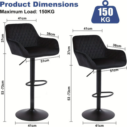 Barstoel – Barkruk – Barstoelkruk – Keukenstoel – Barstoelen – Set van 4 – Verstelbare Hoogte – 360° Draaibaar – Zwanenvelvet – Max 150kg Draagvermogen – Donkerbruin
