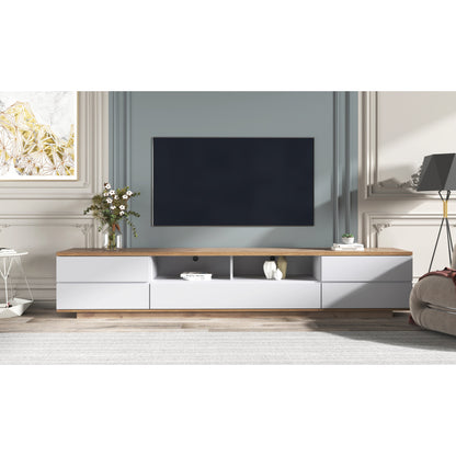 TV-kast – TV-meubel – Mediakast – TV-dressoir – Wandmeubel – Wit met houtstructuur – 180 cm breed – MDF materiaal