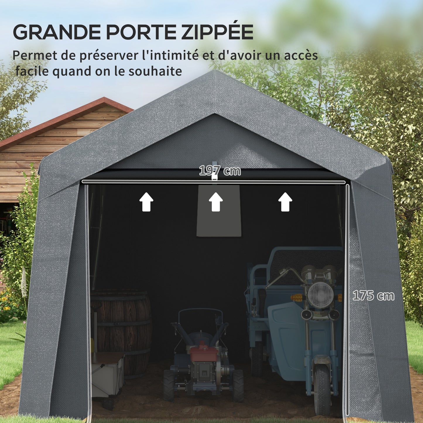 Tuinschuur – Opbergschuur – Fietsenstalling – Tuinopslag – Schuurtent – Ruim 3x3 m – Weerbestendig Gegalvaniseerd Stalen Frame – Donkergrijs