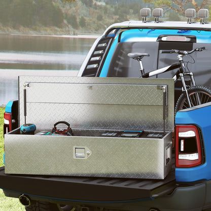 Aluminium Opbergkist – Gereedschapskist – Transportkoffer – Aanhangerkist – Toolbox – Lichtgewicht en Duurzaam – Met Slot en Handgrepen 99x33x25,5 cm