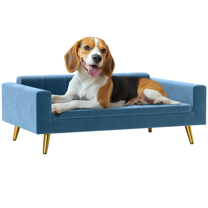 Hondenmand – Hondensofa – Hondenbed – Donutmand – Dierenmand – Velvet Bekleding – Roestvrijstalen Poten – 94x59,5x31,5 cm – Blauw