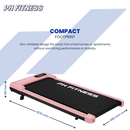 Loopband – Wandelloper – Fitnessband – Loopmat – Looptrainer – Compact Ontwerp – Stil 1,3PK Motor – Bluetooth & Draadloze Afstandsbediening – Roze Variant