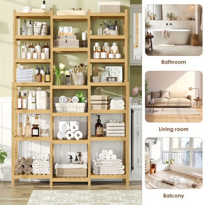 Bamboekast – Badkamermeubel – Opbergkast – Boekenkast – Plantenrek – Duurzaam Bamboe – Groot Formaat 105x30x160,7 cm