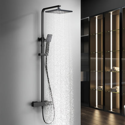 Regendouche – Douchekop – Douche Set – Raindouche – Massage Douche – Zwart Roestvrij Staal – Wandmontage – Roestvrij & Duurzaam