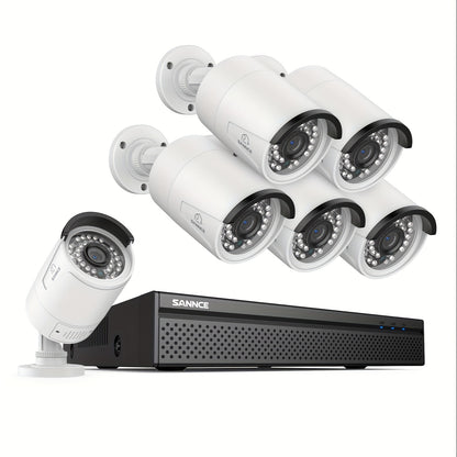 Video Beveiligingsset – Bewakingscamera Set – IP Camera Set – PoE Camera Systeem – 6 x 3MP Bullet Camera’s – 8-Kanaals 4K NVR Recorder – Personen Detectie – Tweerichtingsaudio