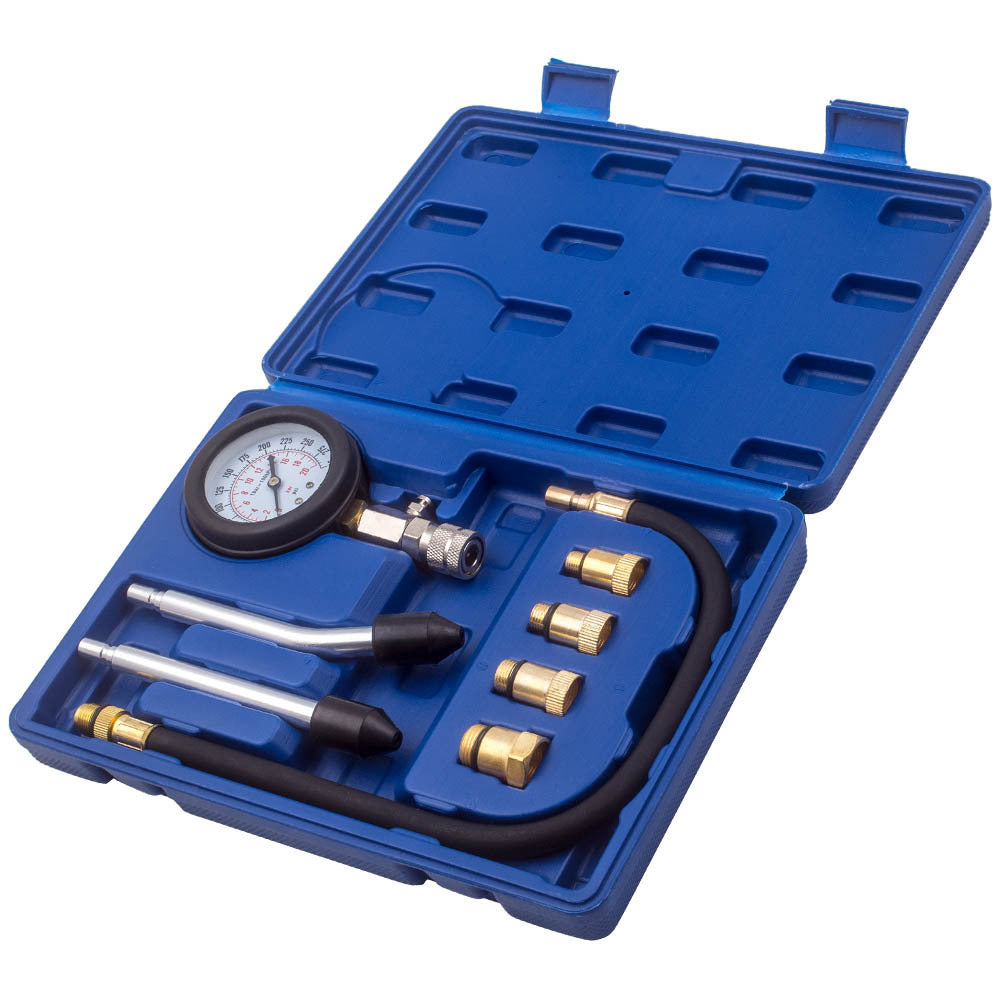 Compressiemeter – Compressietester – Compressietestset – Drukmeter – Verdichtingsmeter – Universeel Voor Benzinemotoren – Duale Schaal Manometer