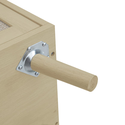 Schoenenbank – Schoenenkast – Schoenenrek – Opbergbank – Halbank – Bohemian Stijl – Rieten Deurtjes – Natuurlijke Houtlook – 3,2 Kuub Opbergruimte – 68,58 cm Hoog