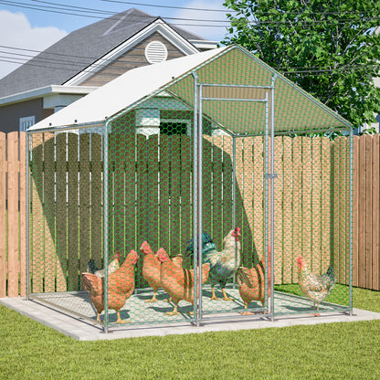 Kippenhok – Kippenren – Buitenren – Dierenren – Pluimveeverblijf – 2x2 Meter – Gegalvaniseerd Stalen Frame – Waterdichte PE Hoes